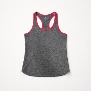 adidas Dark Gray Heather Racerback Tank with Pink Trim